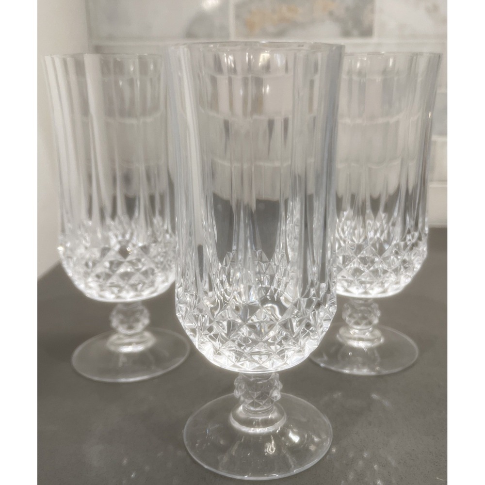 Set of  Cristal D'Arques France LONGCHAMP Cut Crystal 8oz Water Goblets 7 1/4"